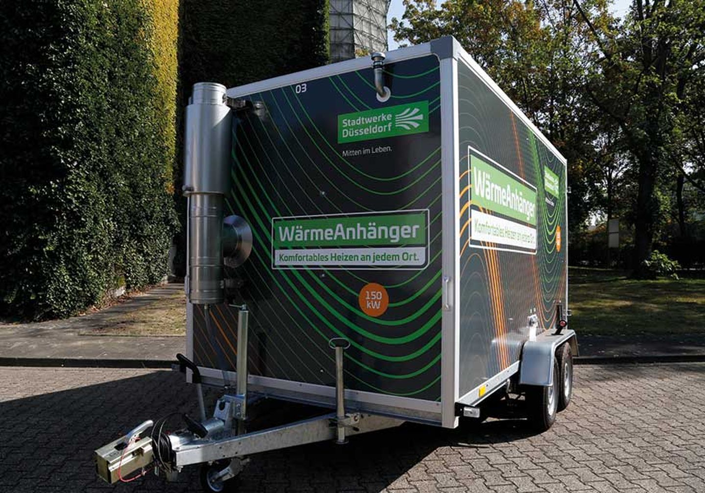 WärmeAnhänger, eine mobile Heizzentrale der Stadtwerke Düsseldorf
