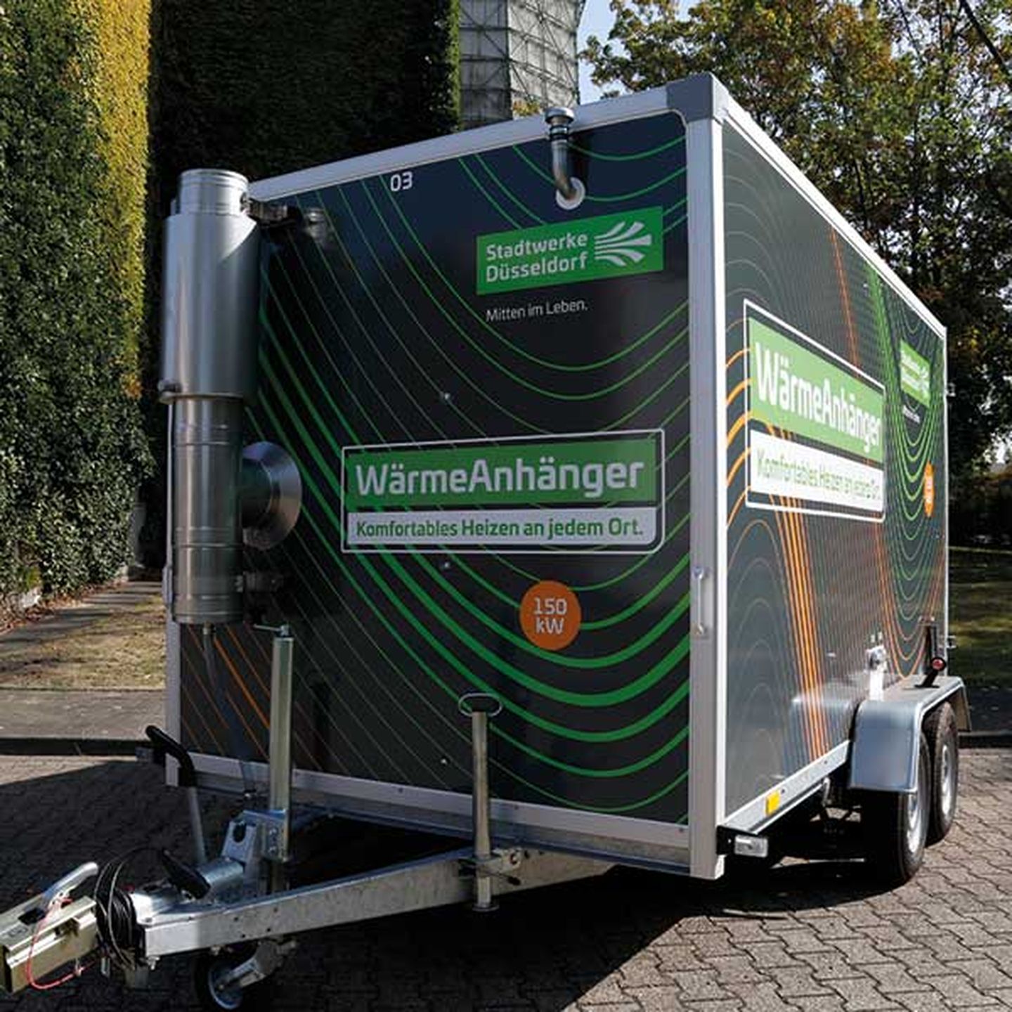 WärmeAnhänger, eine mobile Heizzentrale der Stadtwerke Düsseldorf