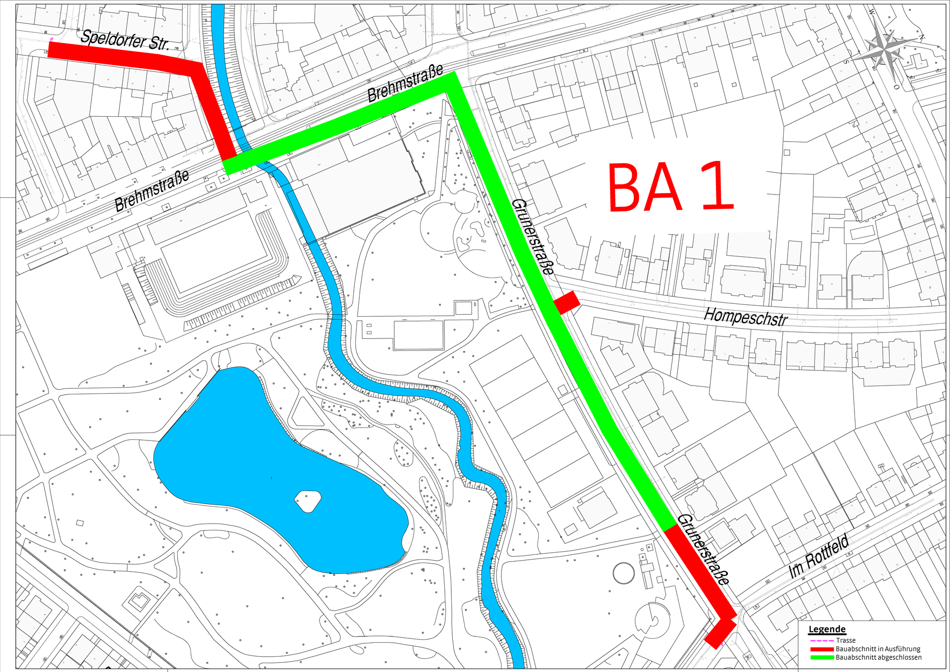 Bauabschnitt 1: Speldorfer Straße, Brehmstraße und Grunerstraße