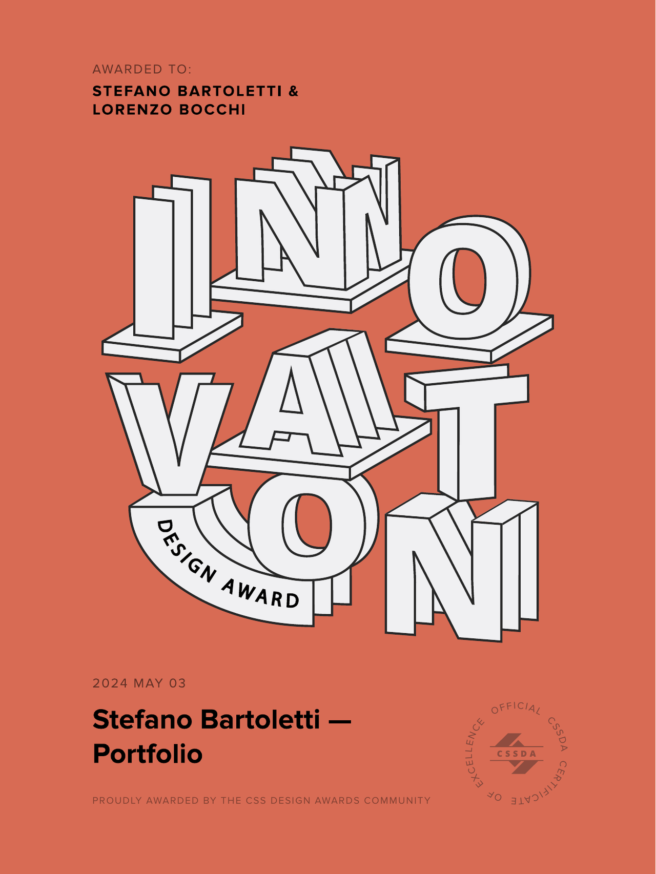 Innovation Award CSS Design Awards Stefano Bartoletti Portfolio