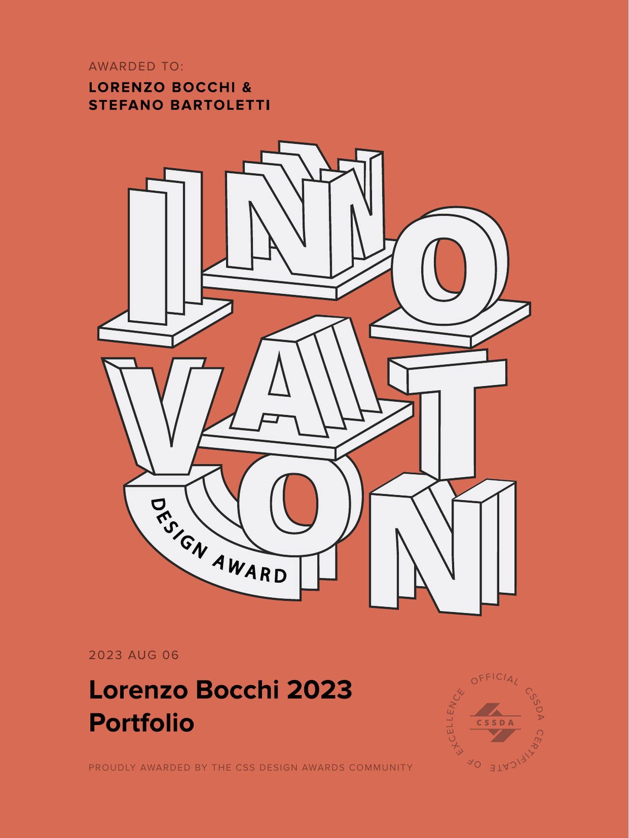 Innovation Award CSS Design Awards Lorenzo Bocchi Portfolio