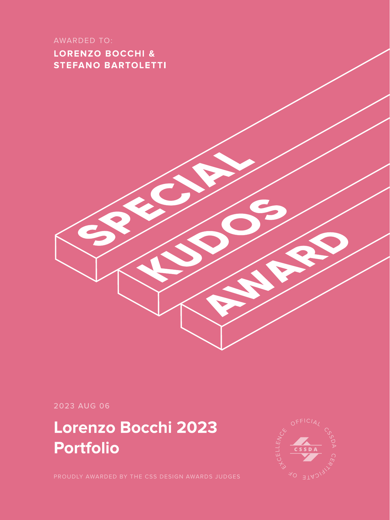 Special Kudos Award CSS Design Awards Lorenzo Bocchi Portfolio