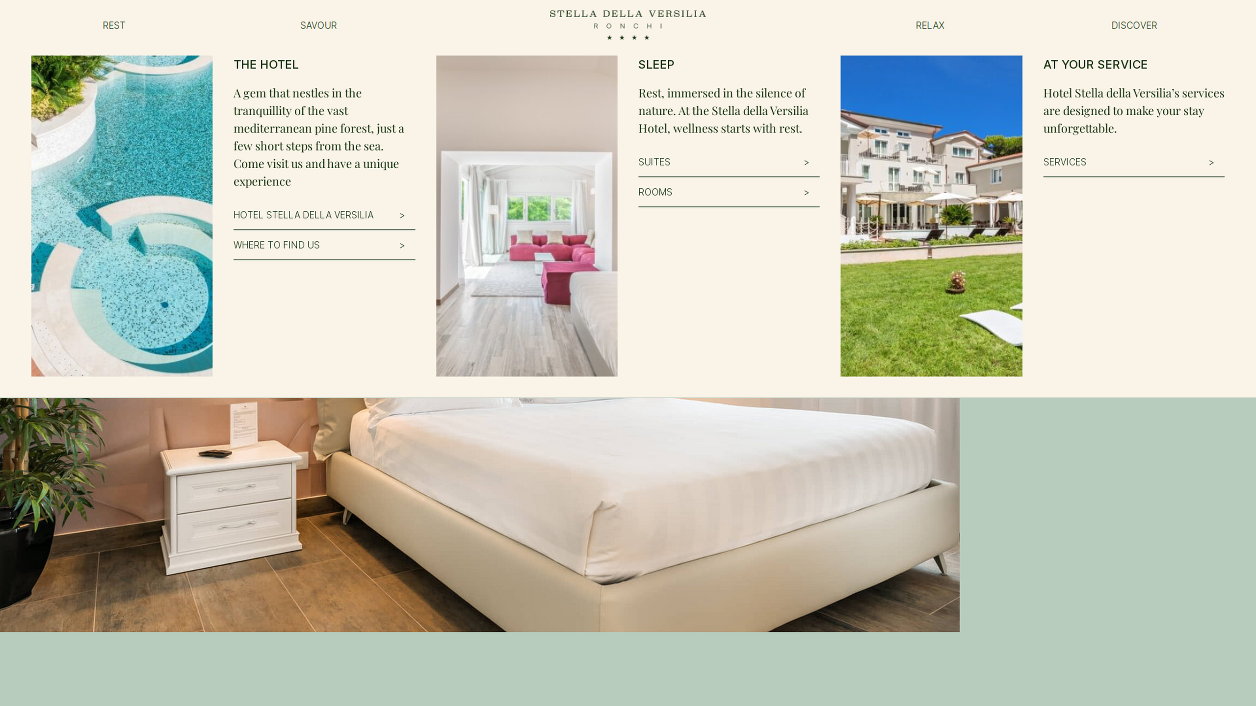 Hotel Stella della Versilia Website Main Navigation Menu