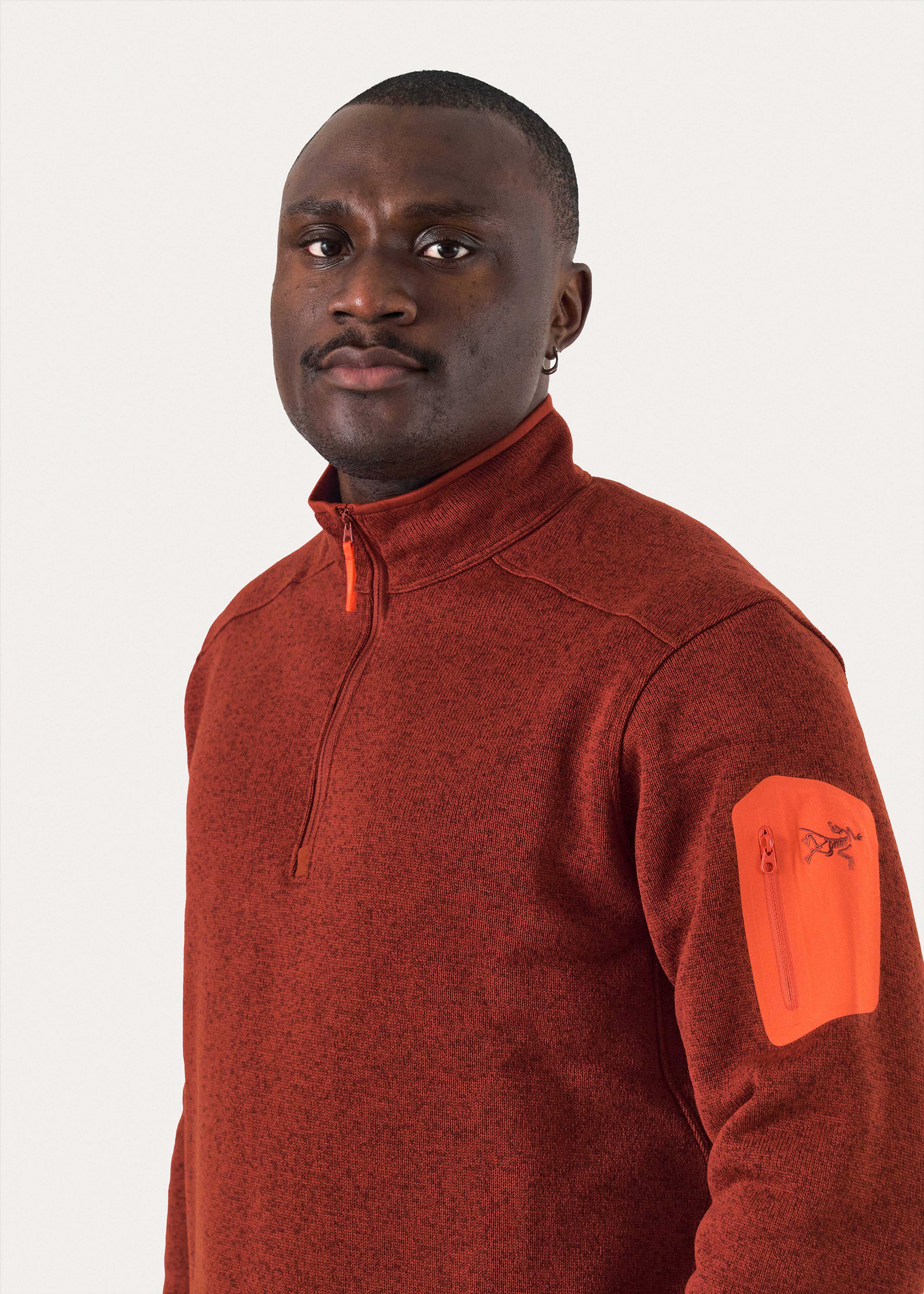 Arc'teryx Covert - Collo a mezza zip da uomo, versatile, in pile di peso medio, collo con cerniera, colore nero mélange, XL