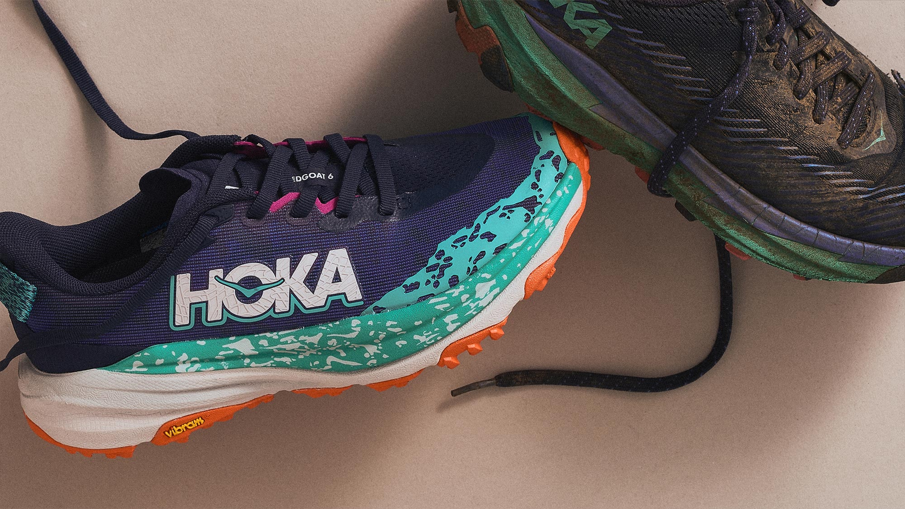 new running shoe next to an old running shoe