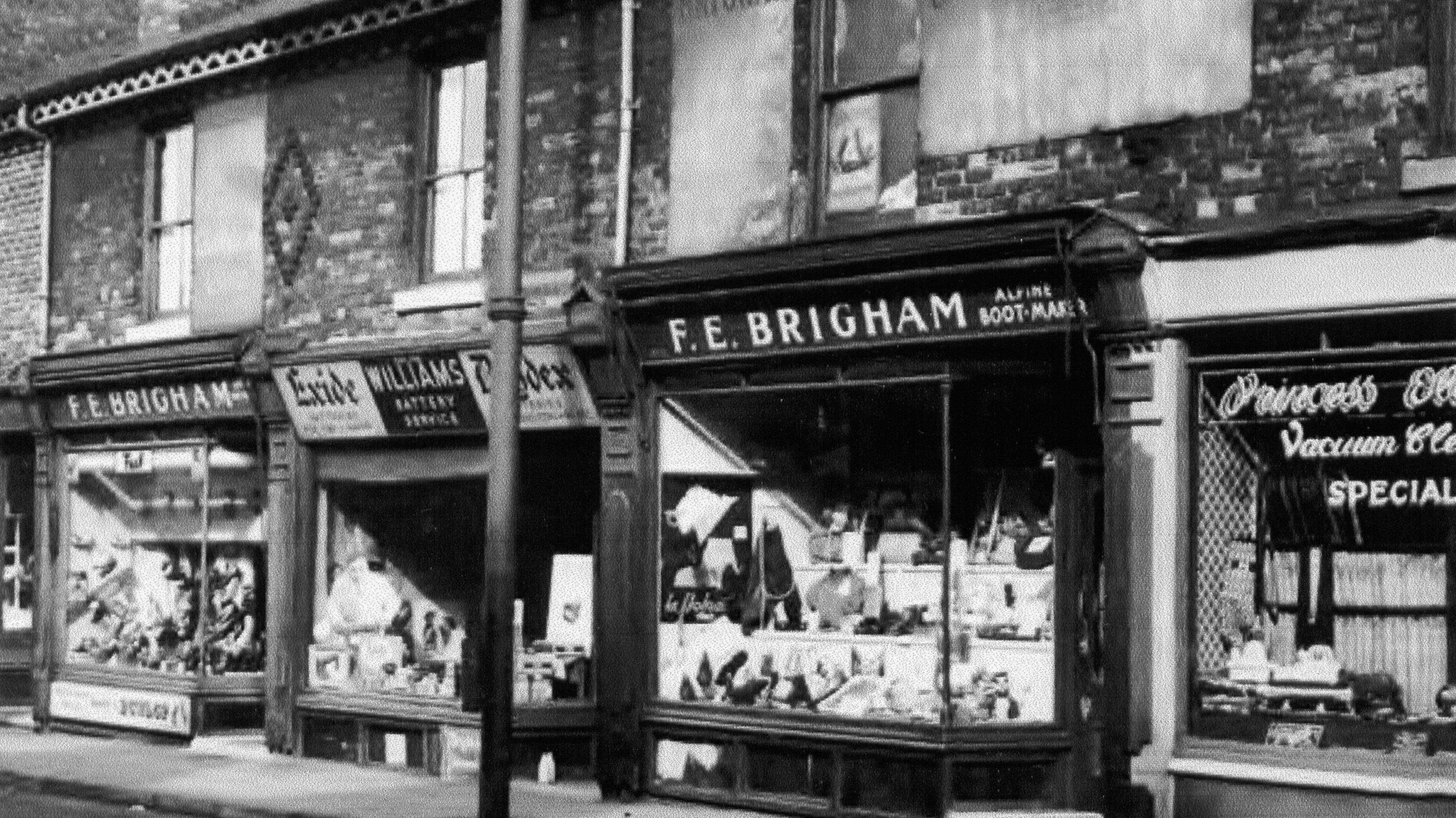 Black and white photograph of the original Ellis Brigham shop