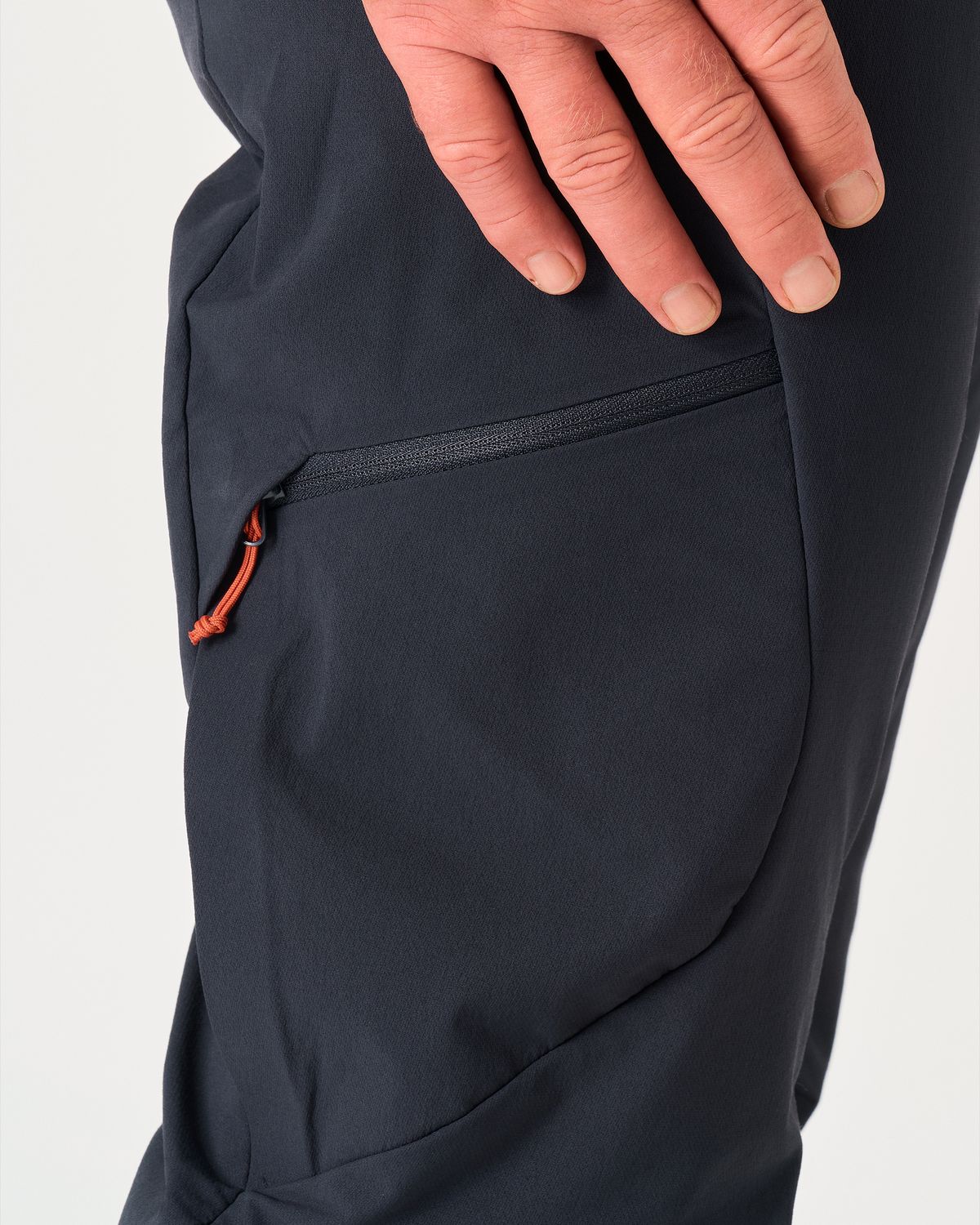 Zipped thigh pocket