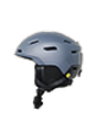 A grey mountain sports helmet with ventilation slots and an adjustable strap, designed for safety and comfort in various activities.
