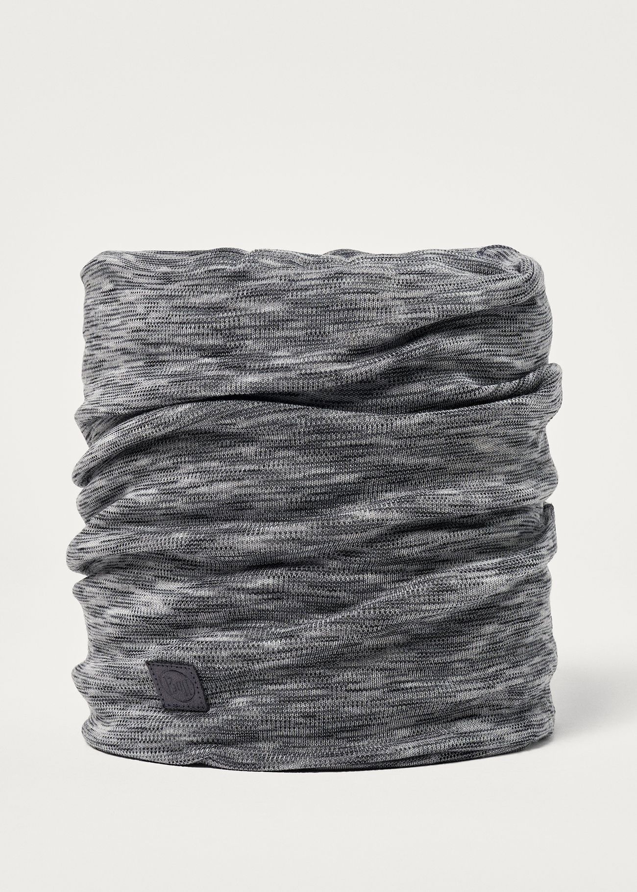 Buff Merino Heavyweight Neck Warmer - Fog Grey Multi Stripes