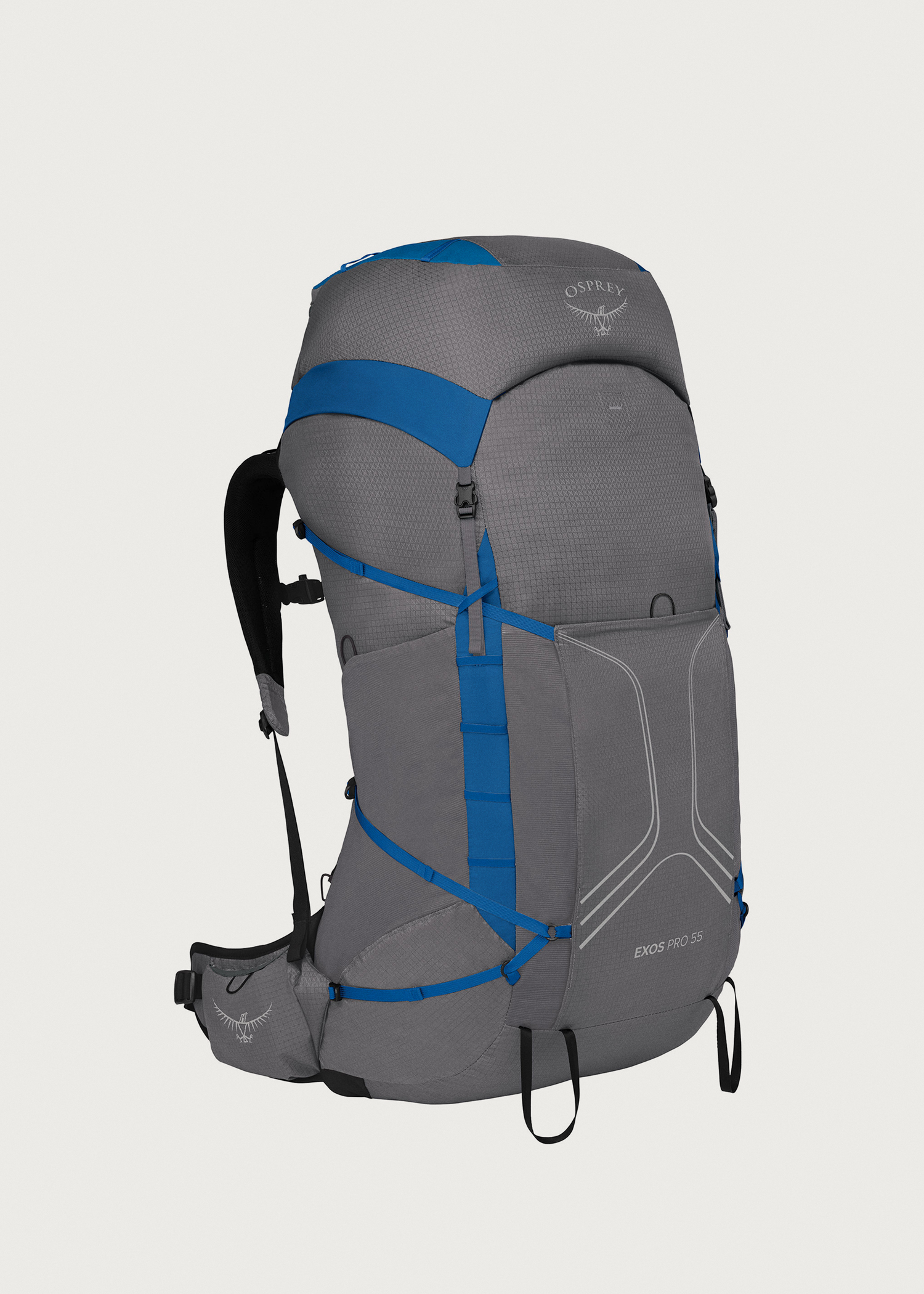 Zaino Osprey Exos PRO 55 Uomo – Ultraleggero Da Trekking, Grigio/Aquam, S/M