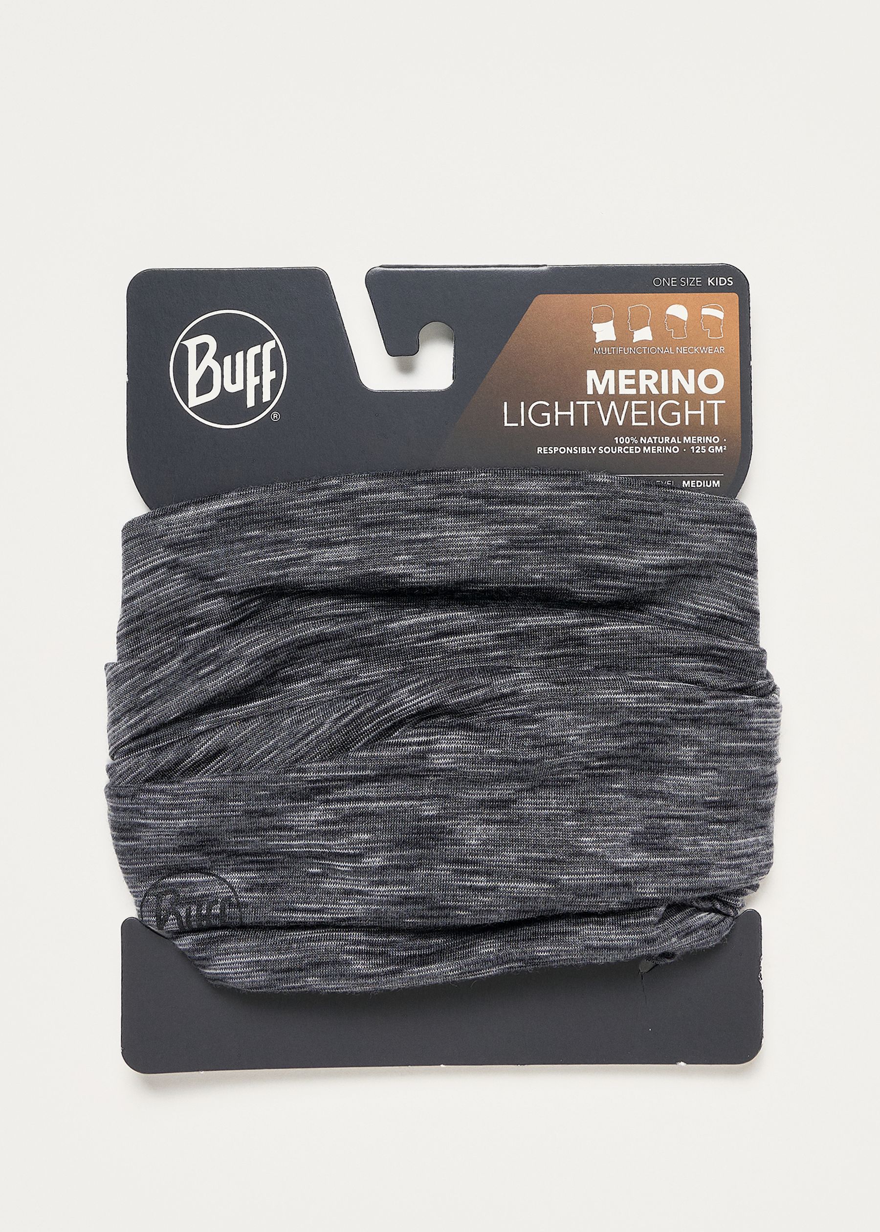 Image - 3 - Merino Lightweight Junior Neck Warmer - Graphite Multistripes