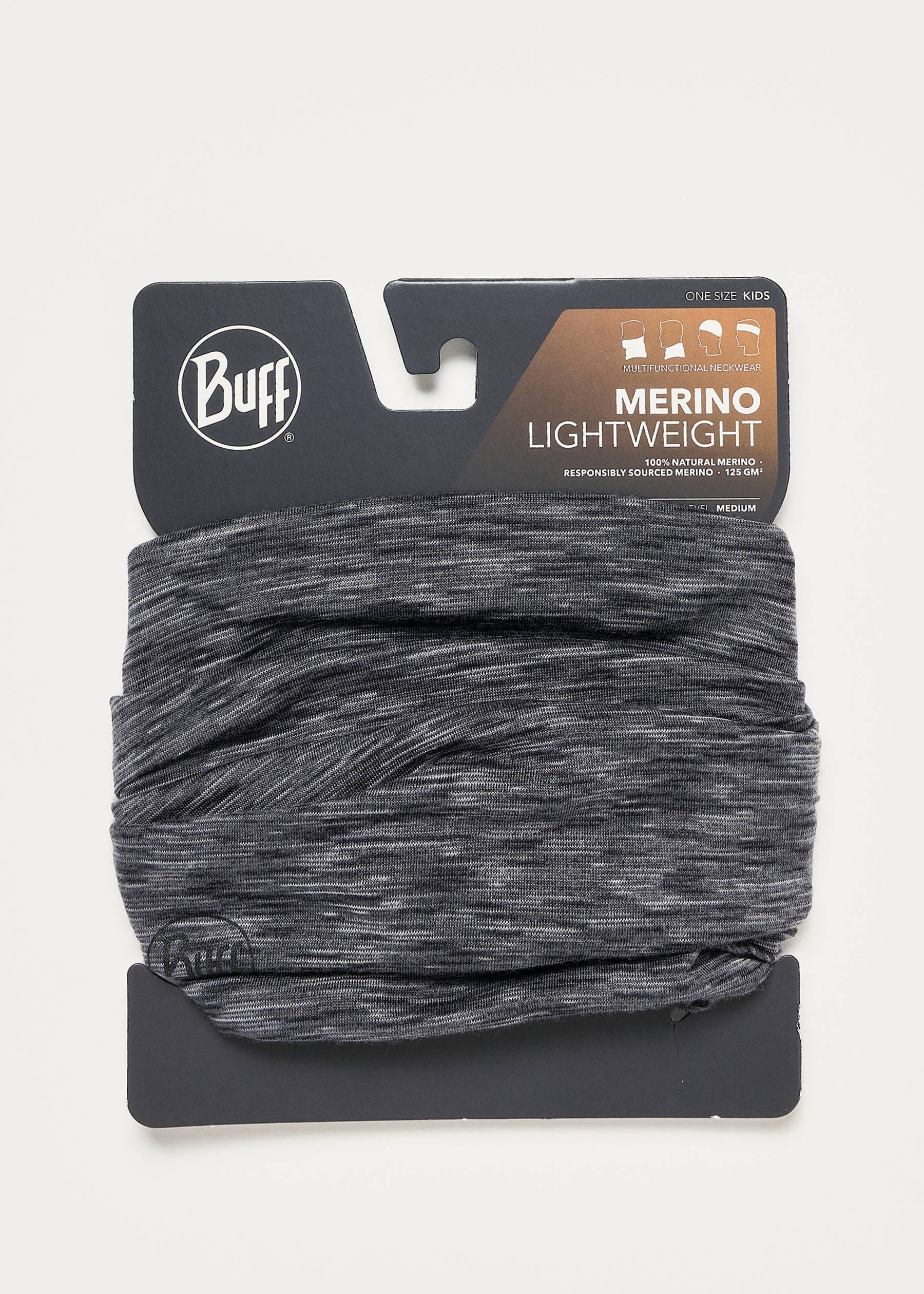 Image - 3 - Merino Lightweight Junior Neck Warmer - Graphite Multistripes
