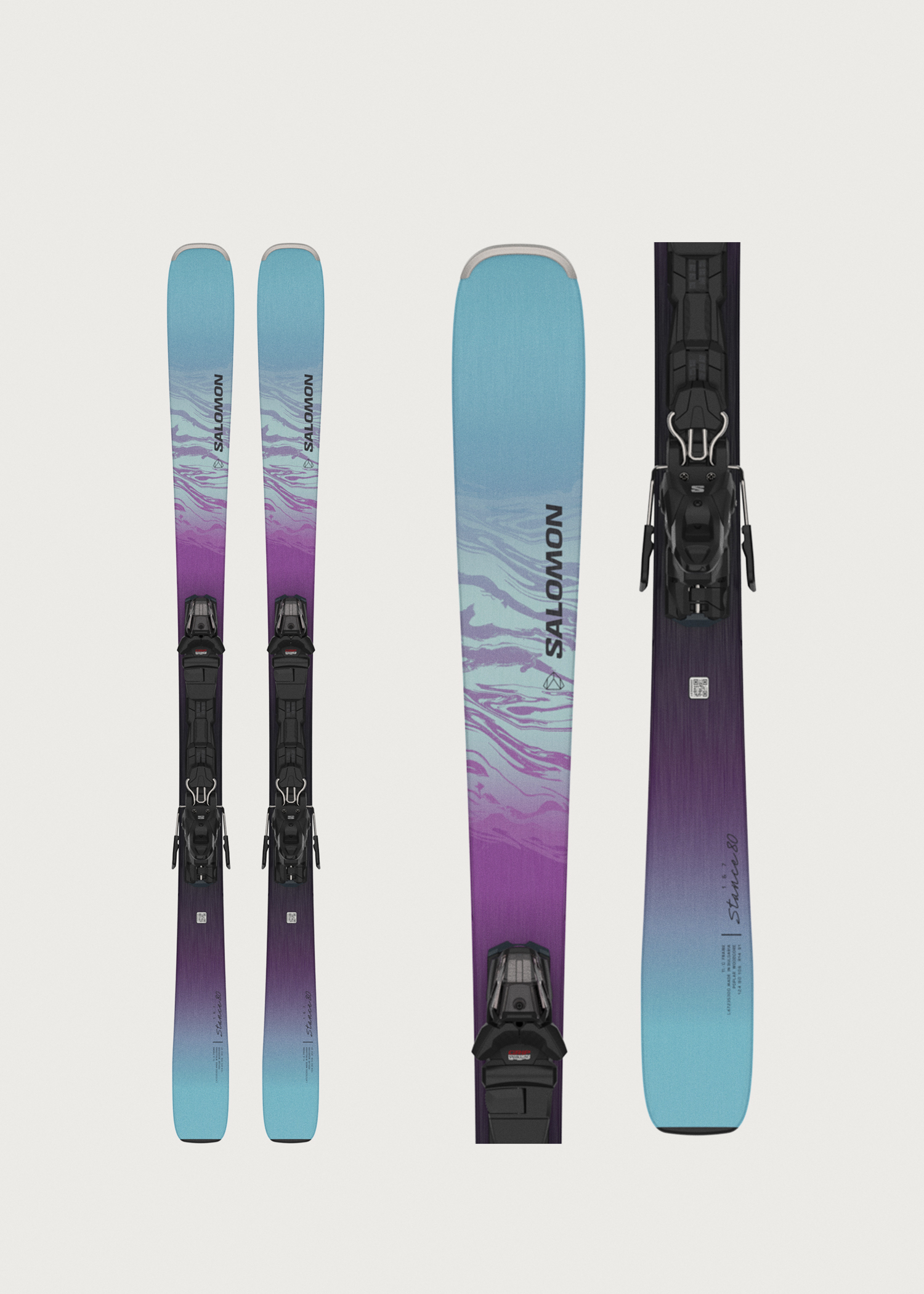 SALOMON STANCE80 169cm ビンディングなし Salomon Stance 80 All-Mountain Skis, Silver Met./Turquoise
