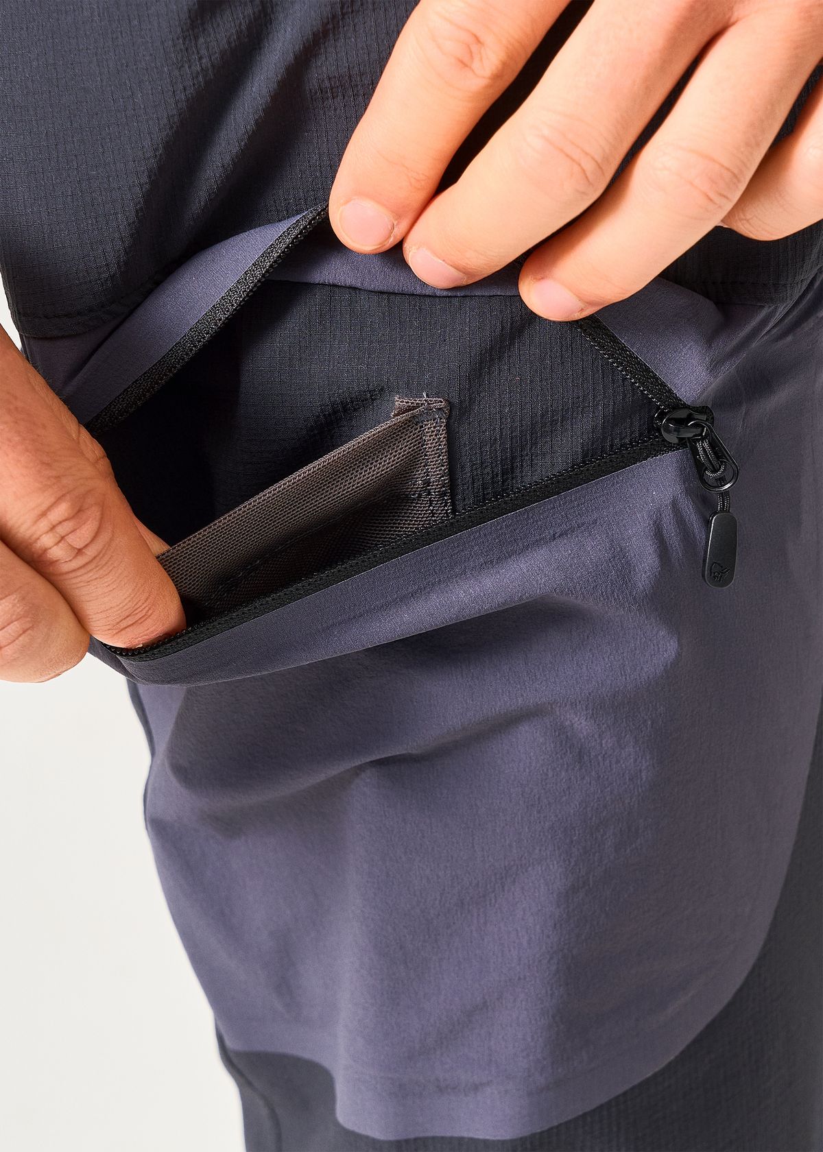 Zipped thigh pocket
