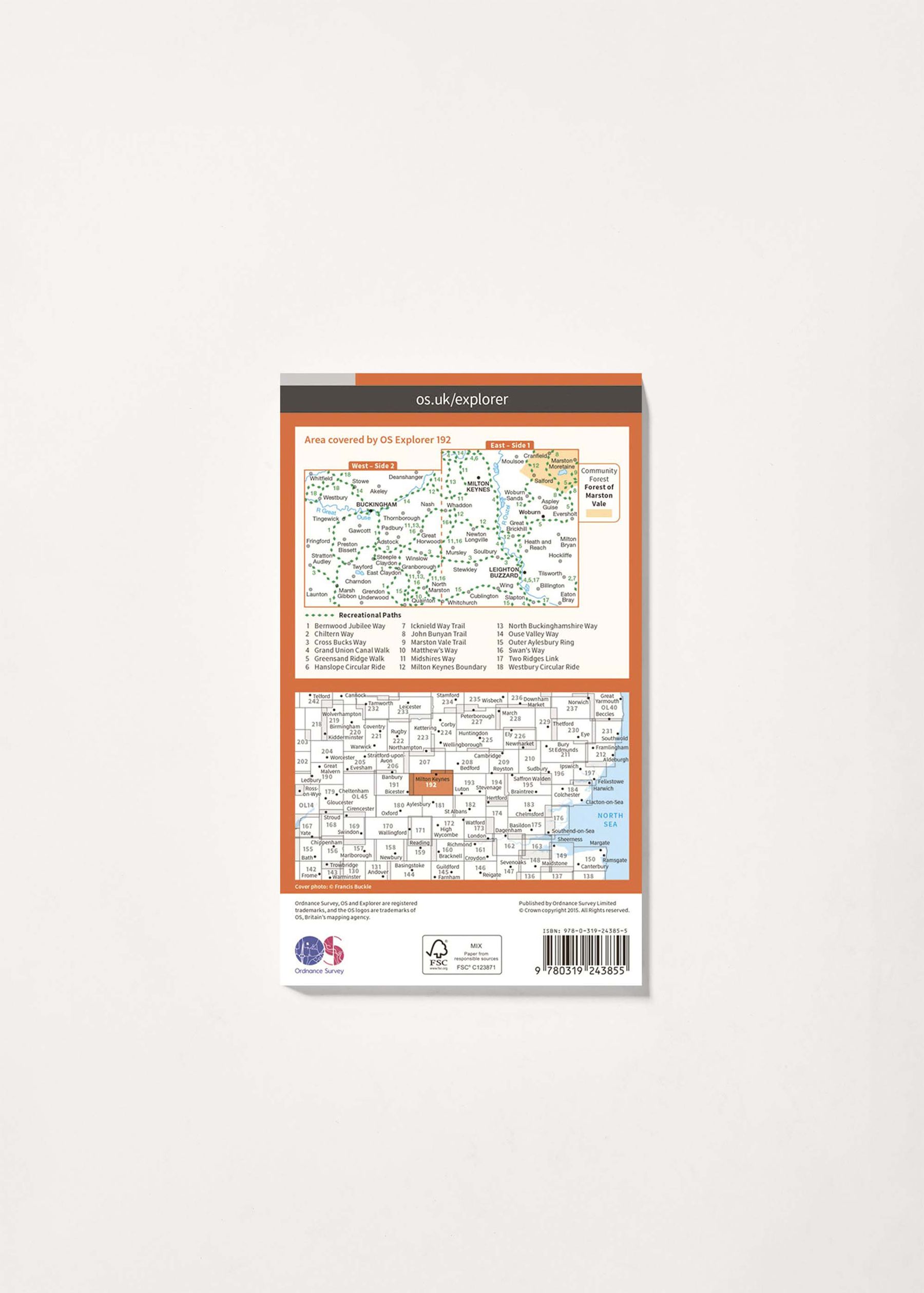 Image - 2 - Buckingham & Milton Keynes - OS Explorer 192 Map