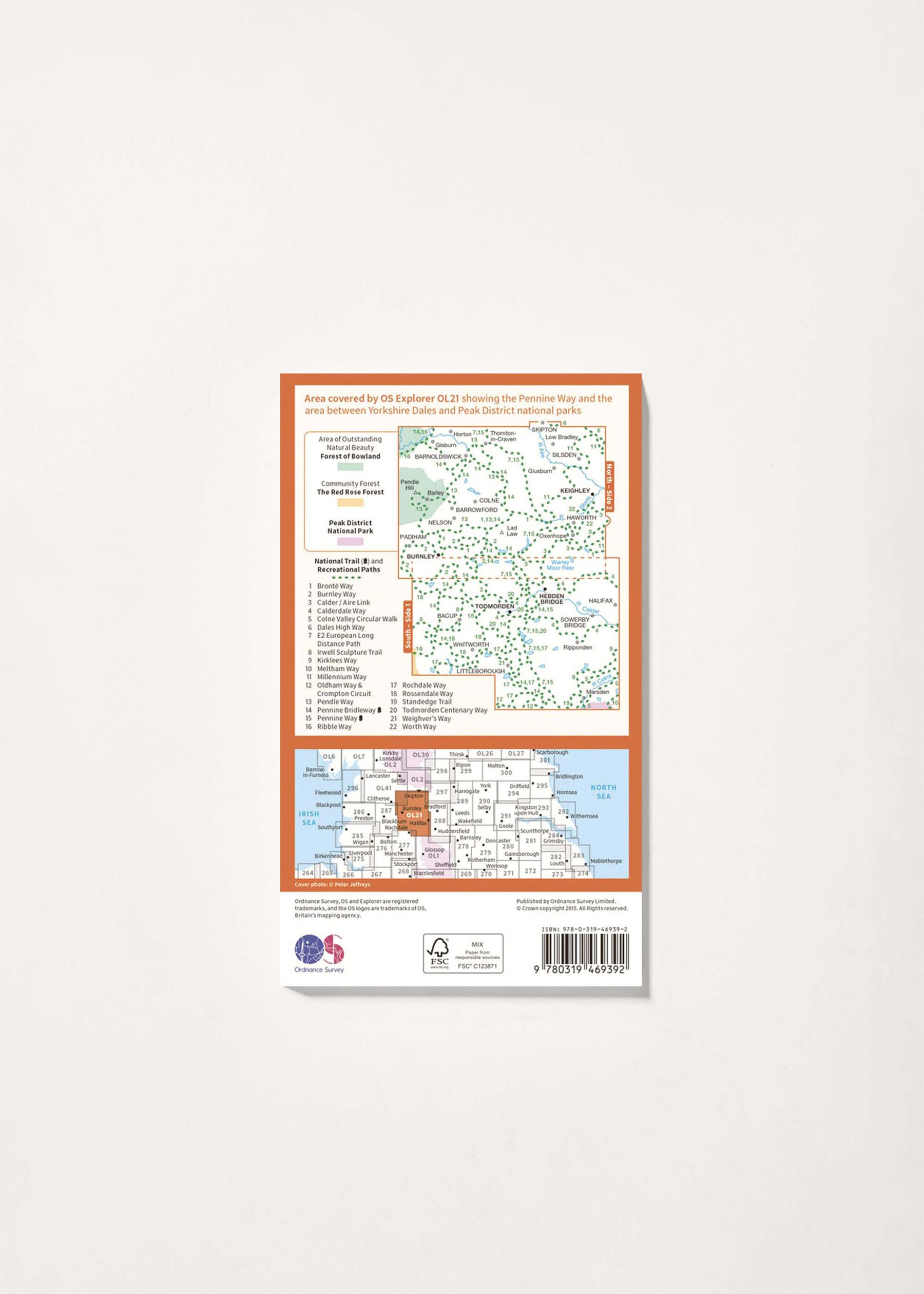 Image - 2 - South Pennines - OS Explorer Active OL21 Map