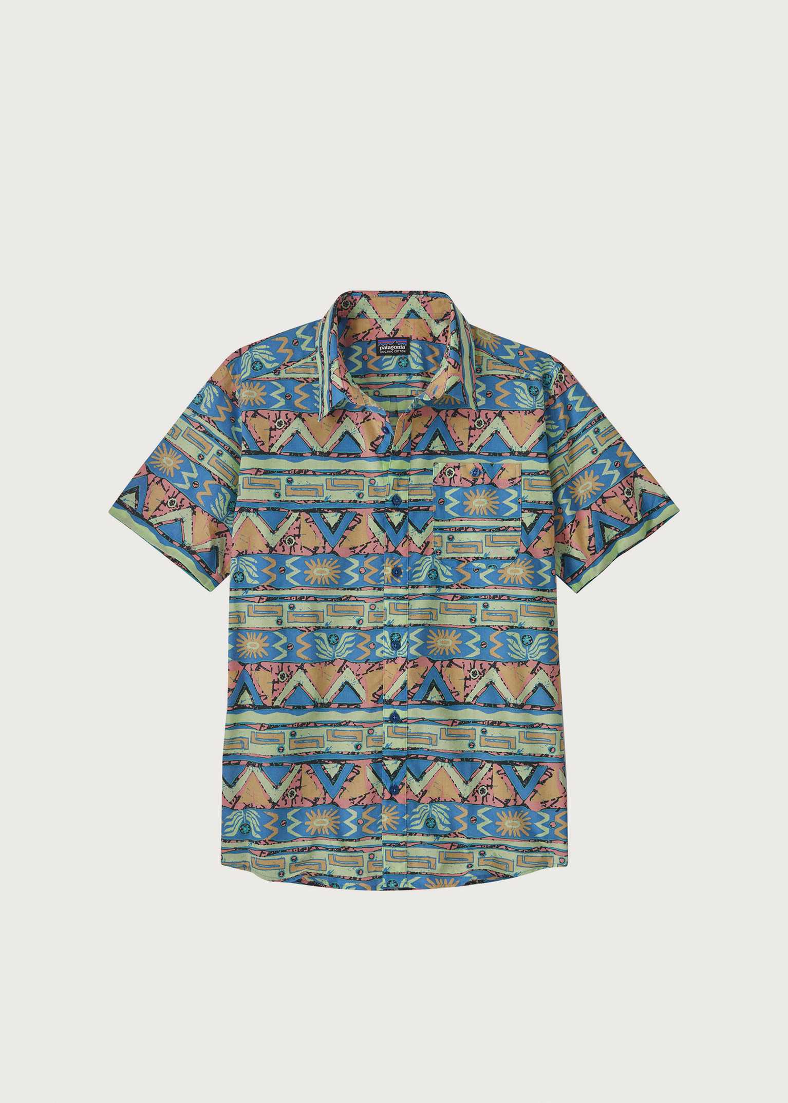 トップス Patagonia Organic Cotton Geometric Shirt Patagonia Short Sleeve Geometric Button-Up Casual Button
