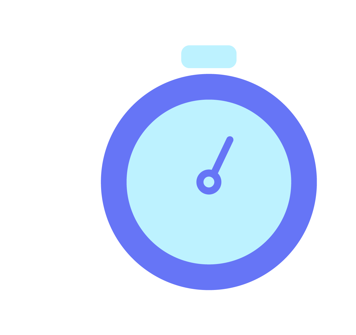 A stylized stopwatch icon with a blue and light blue color scheme, displaying motion lines suggesting speed or quickness.