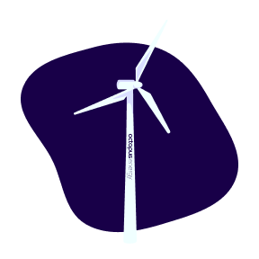 Illustration of a wind turbine on a purple background