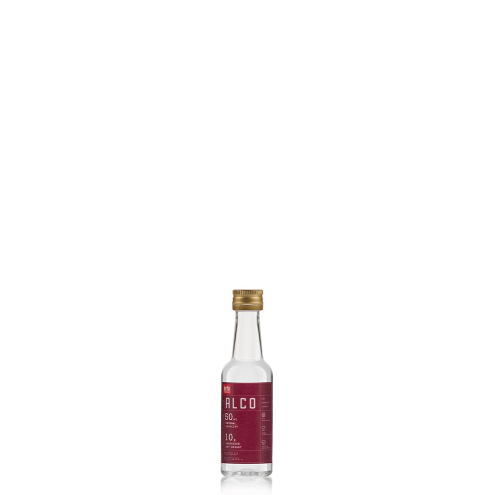 Alco 50 ml PET bottle from the Spirits PET Collection by Berlin Packaging, featuring a compact lightweight design optimized for miniatures, samples and distilled spirits applications.