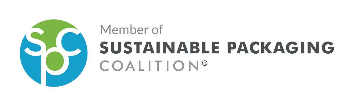 Logo of Sustainable Packaging Coalition with a green and blue circular icon and text indicating membership.