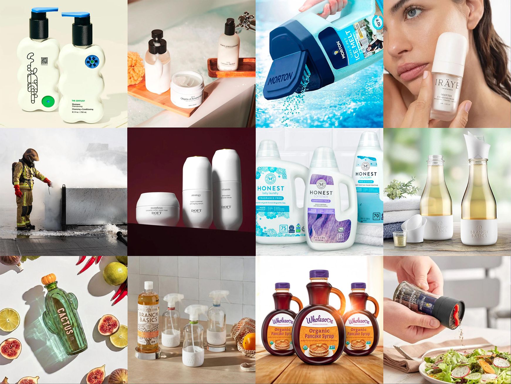 Sustainability-report-cover-image-2025 A collage of various product images including skincare, cleaning supplies, beverages, personal care, and culinary items displayed in a grid format.