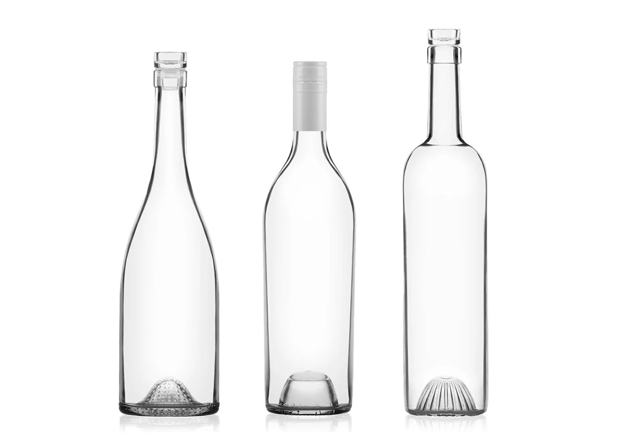 Rosé Wine collection by Berlin Packaging showcasing Arthur, Appia Evo and Rosemarie Jupe glass wine bottles, highlighting distinctive bottle shapes and punt designs developed for rosé wine packaging applications.