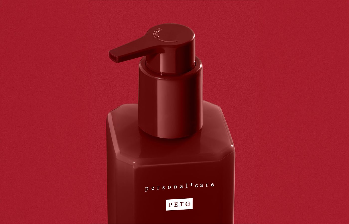 bp_ss_news_herve2 Herve 250 ml personal care bottle in PETG with square silhouette and pump dispenser, showcasing premium PETG packaging design for skincare and body care applications.