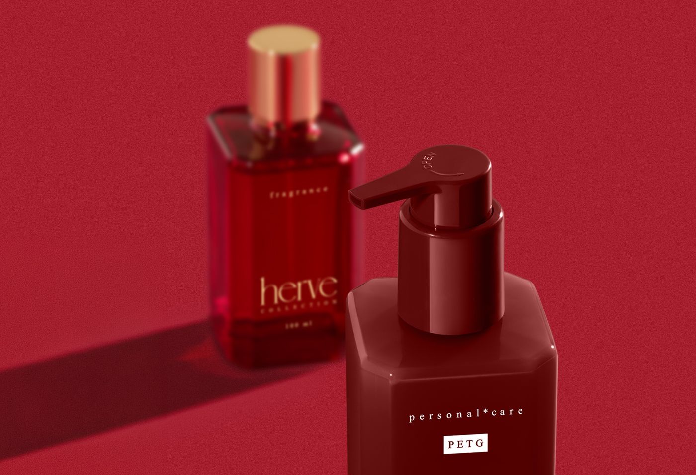 bp_ss_news_herve-cover Herve Collection by Berlin Packaging Beauty showcasing matching fragrance and personal care bottles with a distinctive square silhouette, premium dispensing systems and coordinated packaging design.