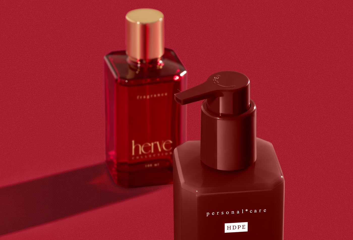bp_ss_news_herve-cover Herve Collection by Berlin Packaging Beauty showcasing matching fragrance and personal care bottles with a distinctive square silhouette, premium dispensing systems and coordinated packaging design.
