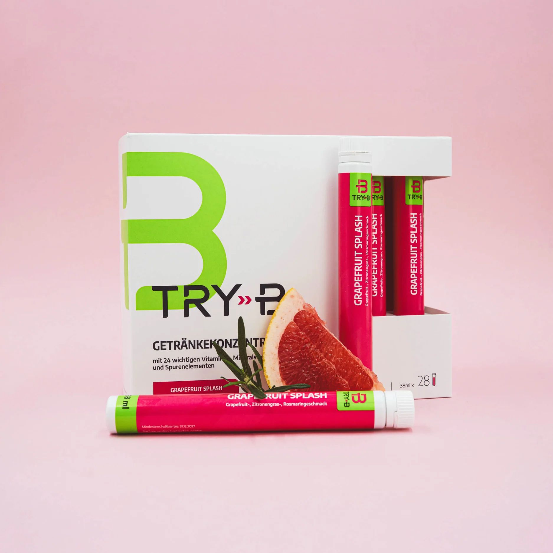 TRY B Wild Berry Tea beverage concentrate box with three dark berry‑colored sticks and one stick placed horizontally in front.
