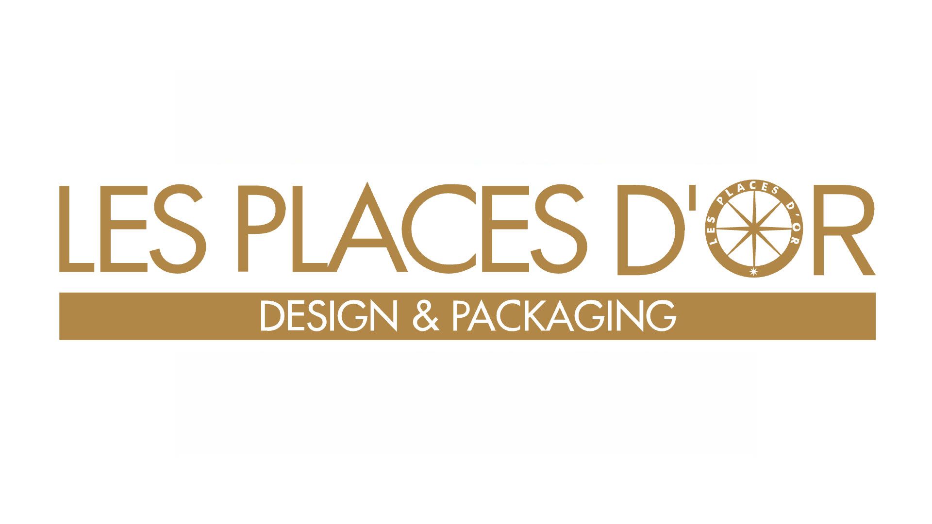 Logo with "Les Places D'or" in gold lettering, a circular emblem, and "Design & Packaging" below, set against a white background.