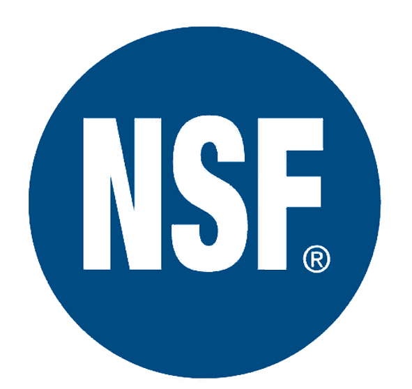 NSF logo in white letters inside a blue circle, with a registered trademark symbol.