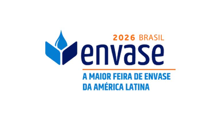 Logo for Envase 2026 Brasil; features a blue emblem and text "A maior feira de envase da América Latina" on a white background.
