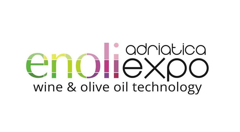 Enoliexpo event logo: text partially colored from green to violet, partially in black, on a white background