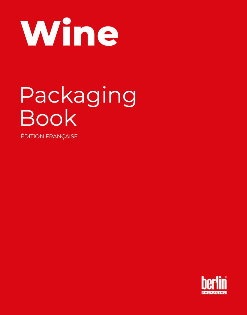 Cover of Wine Packaging Book french edition by Berlin Packaging featuring bold white text on a solid red background