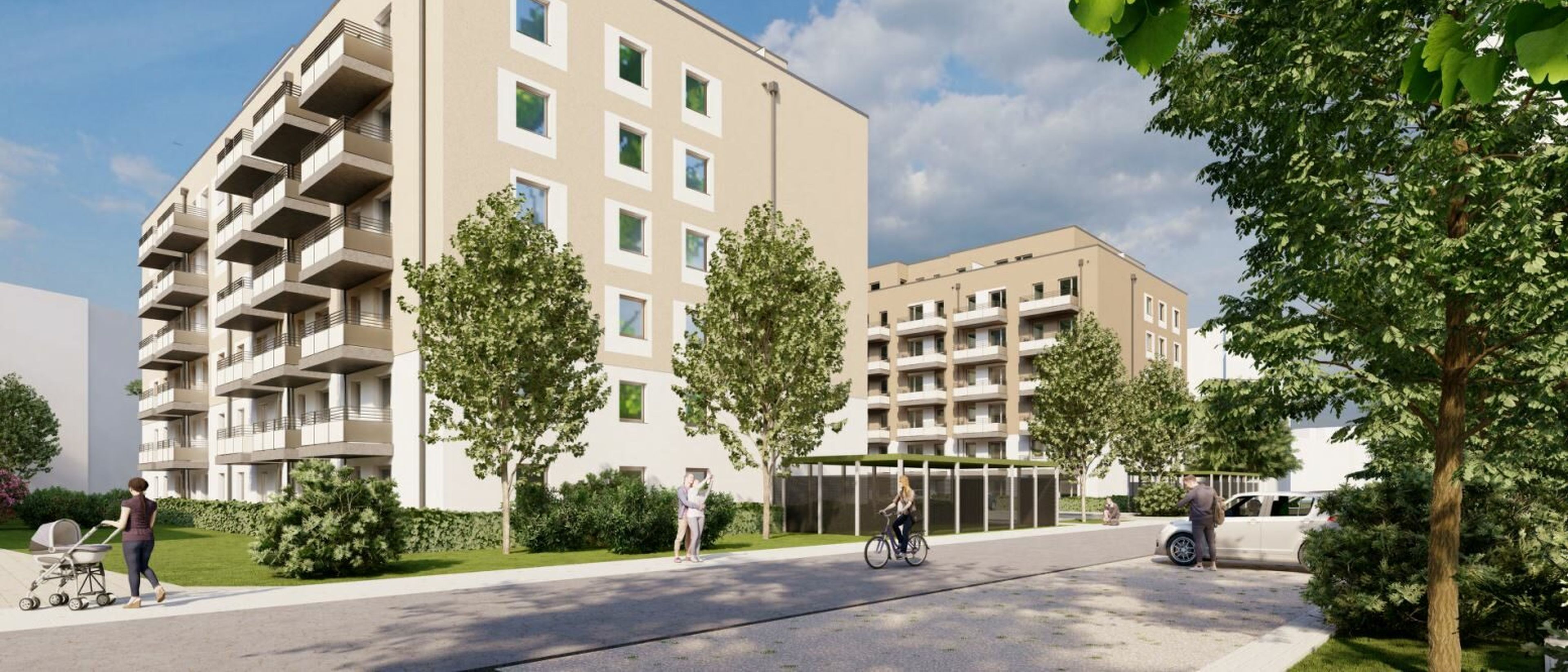 Mögliche Visualisierung des STADT UND LAND-Neubauvorhabens Lily-Braun-Straße, Straßenansicht
