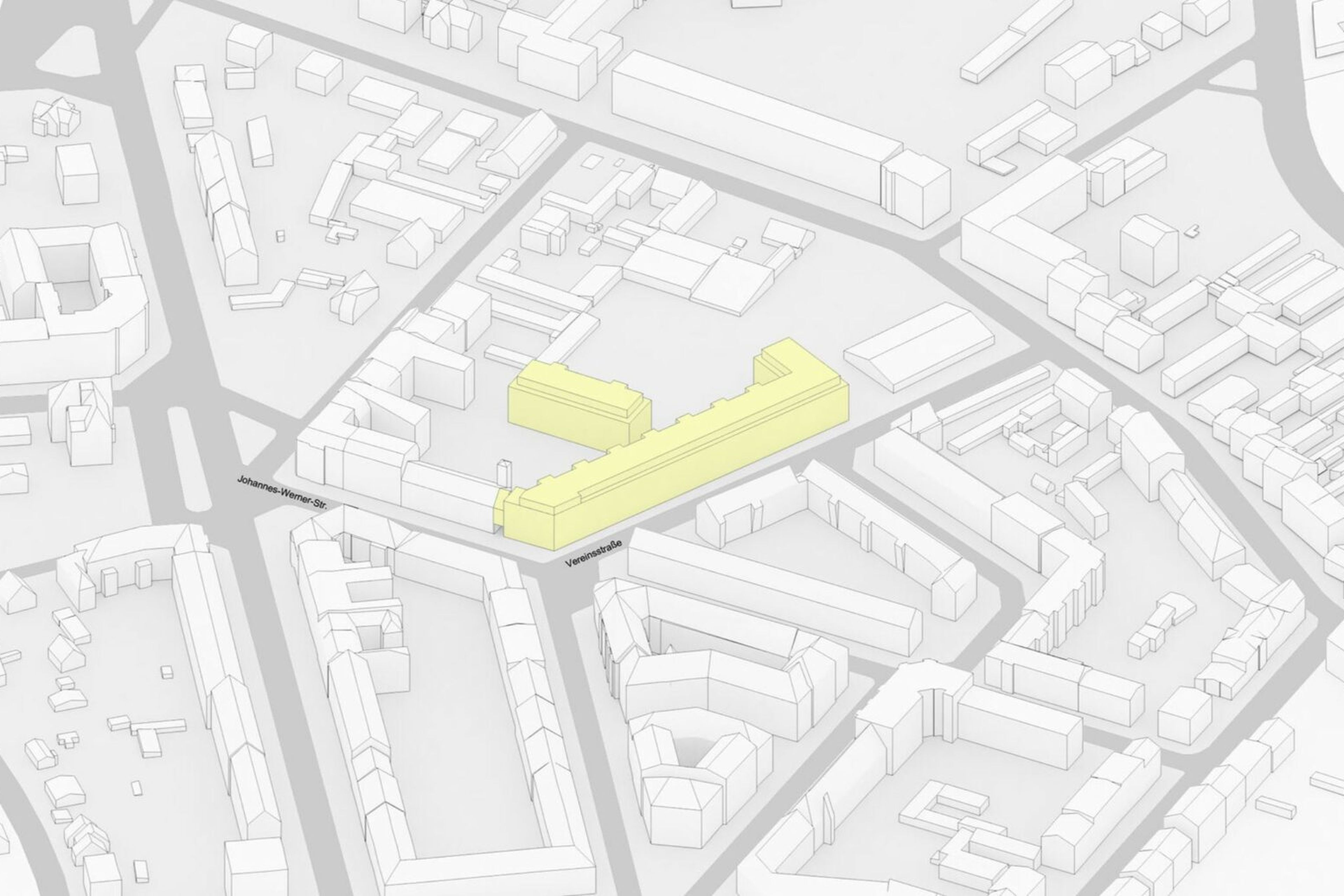 Skizze Baukörper Neubauvorhaben Vereinsstraße