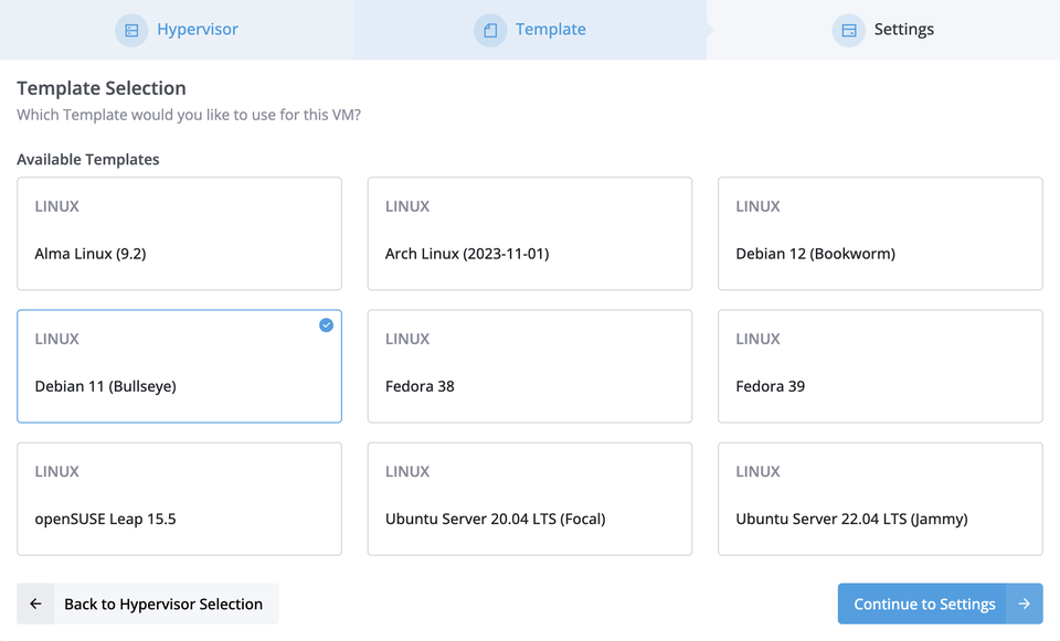 Screenshot of Template Library
