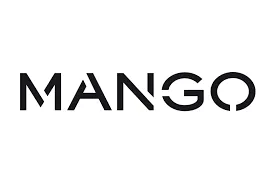 The image shows the "MANGO" logo in bold black letters on a white background.