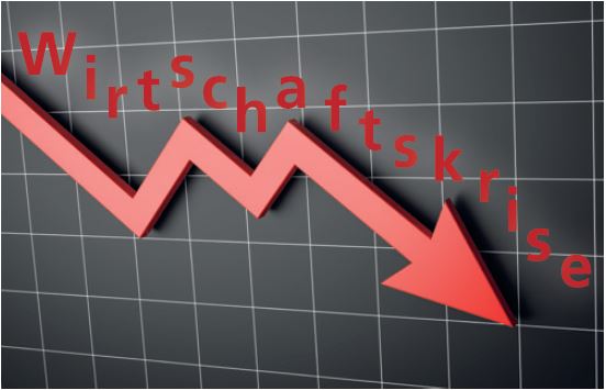 Grafik mit fallender Kurve zur Darstellung der Wirtschaftskrise 2009