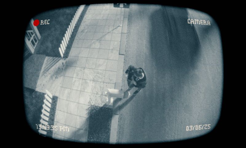 CCTV footage showing a person on a dimly lit sidewalk at night, carrying a bag. Timestamp indicates 03/06/25 at 1:33:35 PM.