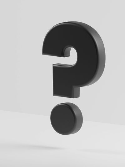 3D black question mark floating against a light gray background.