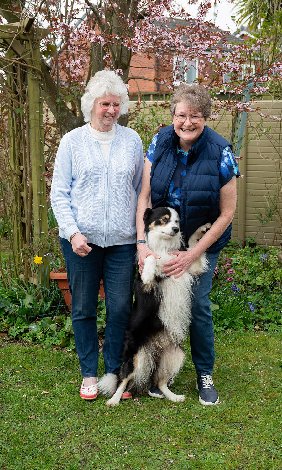 TOP DOG: Jean (left) and Gill with Jean's dog Moss