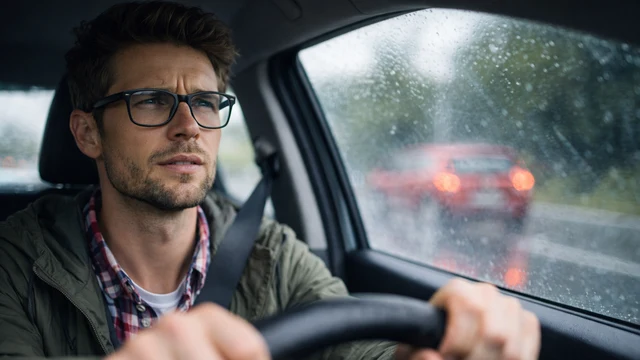 Mann beim Autofahren