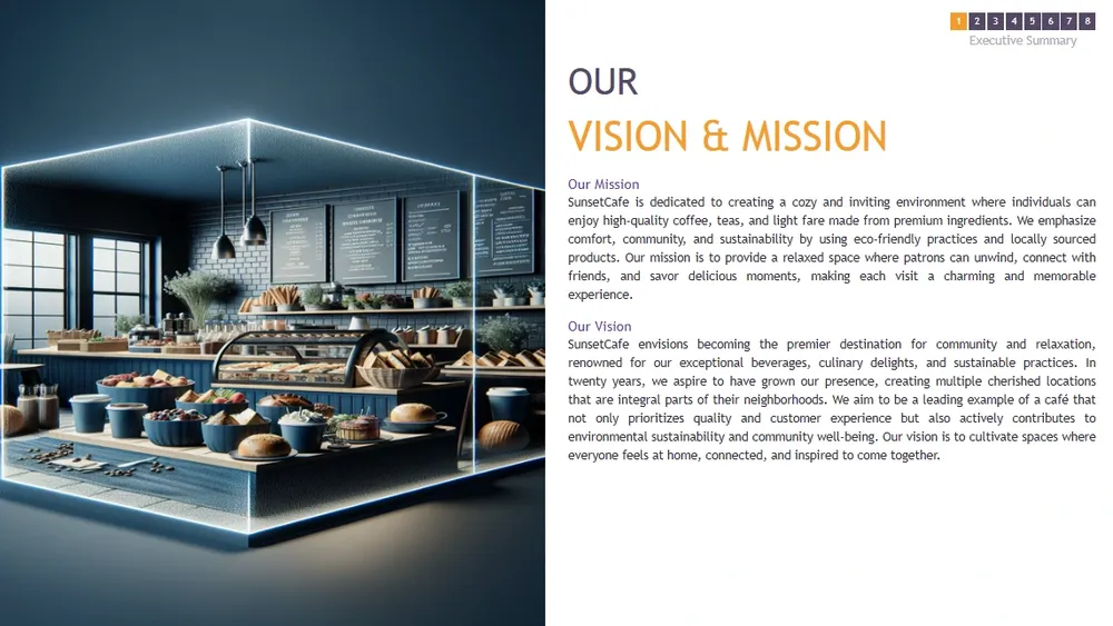 cafe business plan template