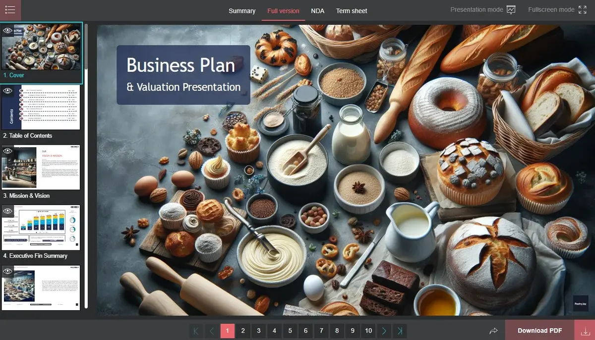 Bakery Business Plan Template Cover Page