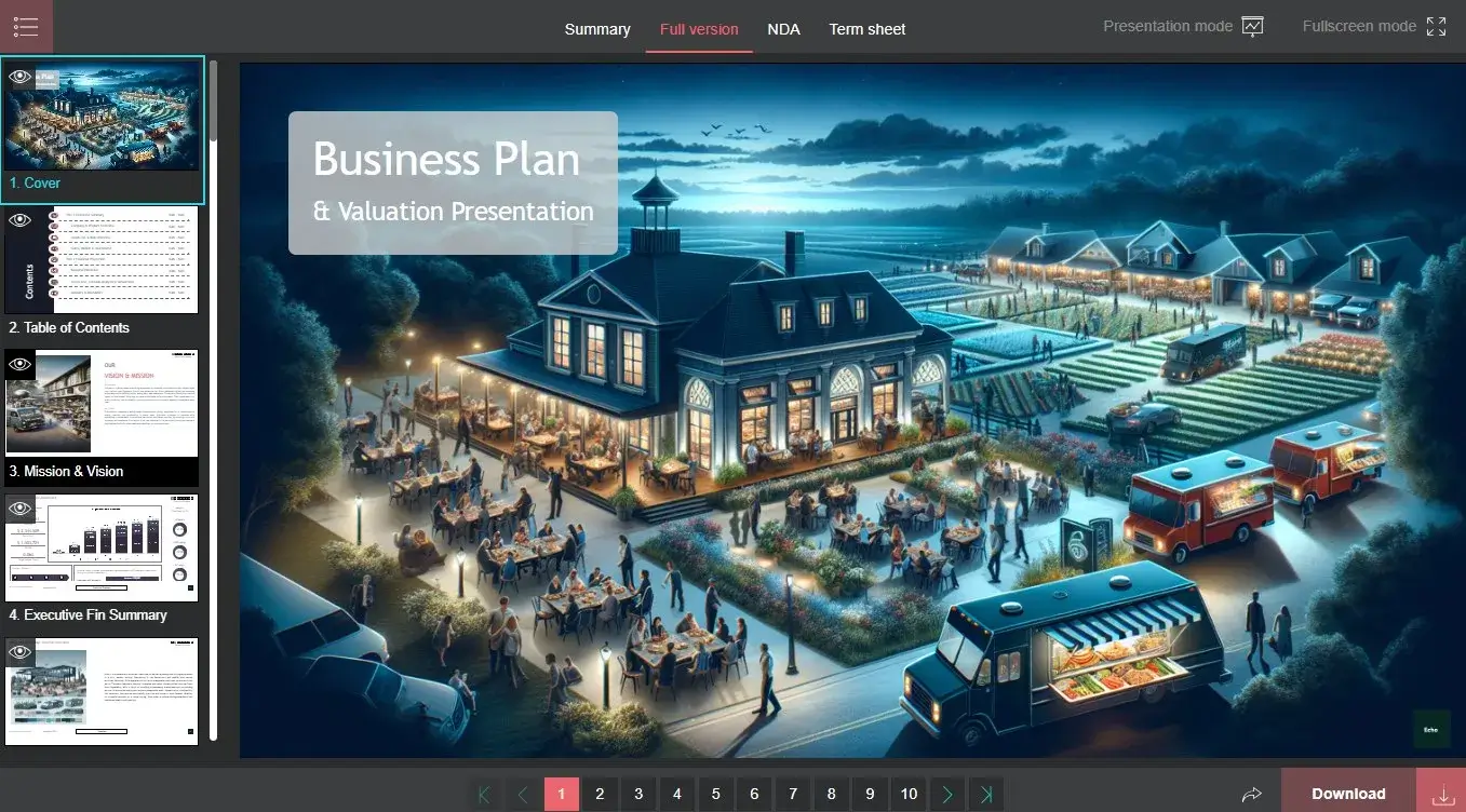 restaurant business plan example​