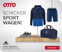 2-Phasiger Banner lobt Sportklamotten von Adidas aus. Phase 1 zeigt ein Frauenoutfit. Headline: Prêt-à-Sporter. Phase 2 ein Männeroutfit. Headline: Schicker Sport wagen.