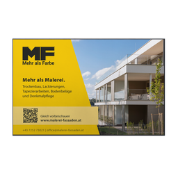 Inserat in gelb mit Bild von Bauprojekt